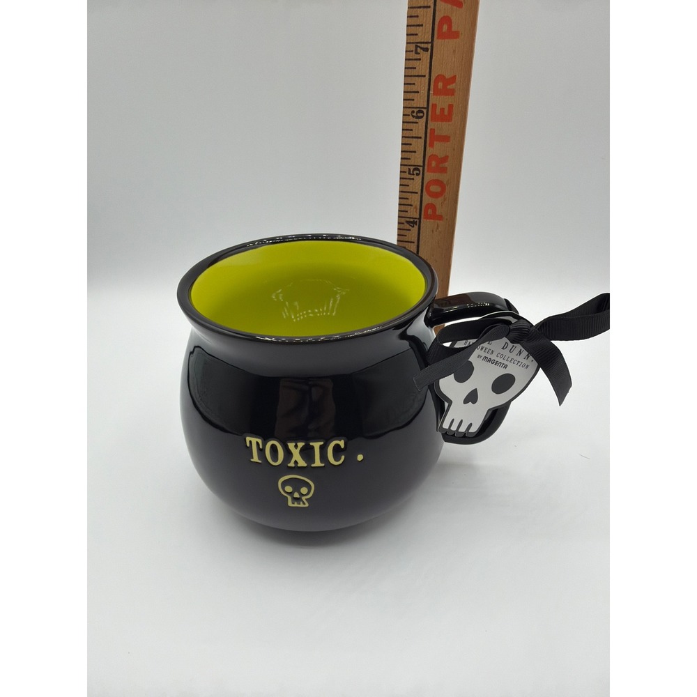 Rae Dunn TOXIC Cauldron Mug Black Green Skull Halloween